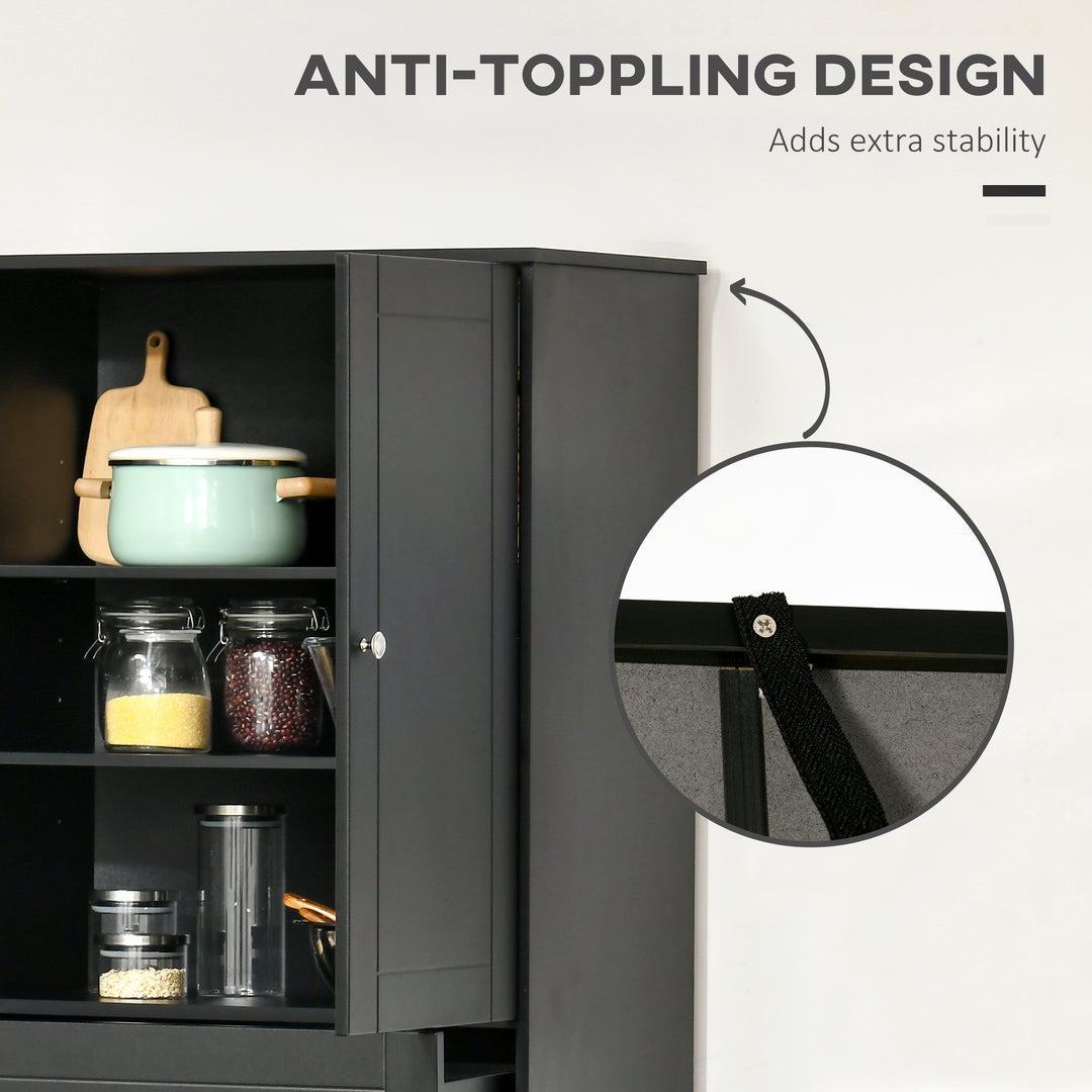 HOMCOM 72" Kitchen Pantry Cabinet, Modern Kitchen Pantry Storage Cabinet with 4 Doors and 3 Adjustable Shelves, White