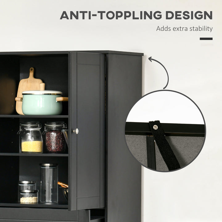 HOMCOM 72" Kitchen Pantry Cabinet, Modern Kitchen Pantry Storage Cabinet with 4 Doors and 3 Adjustable Shelves, White