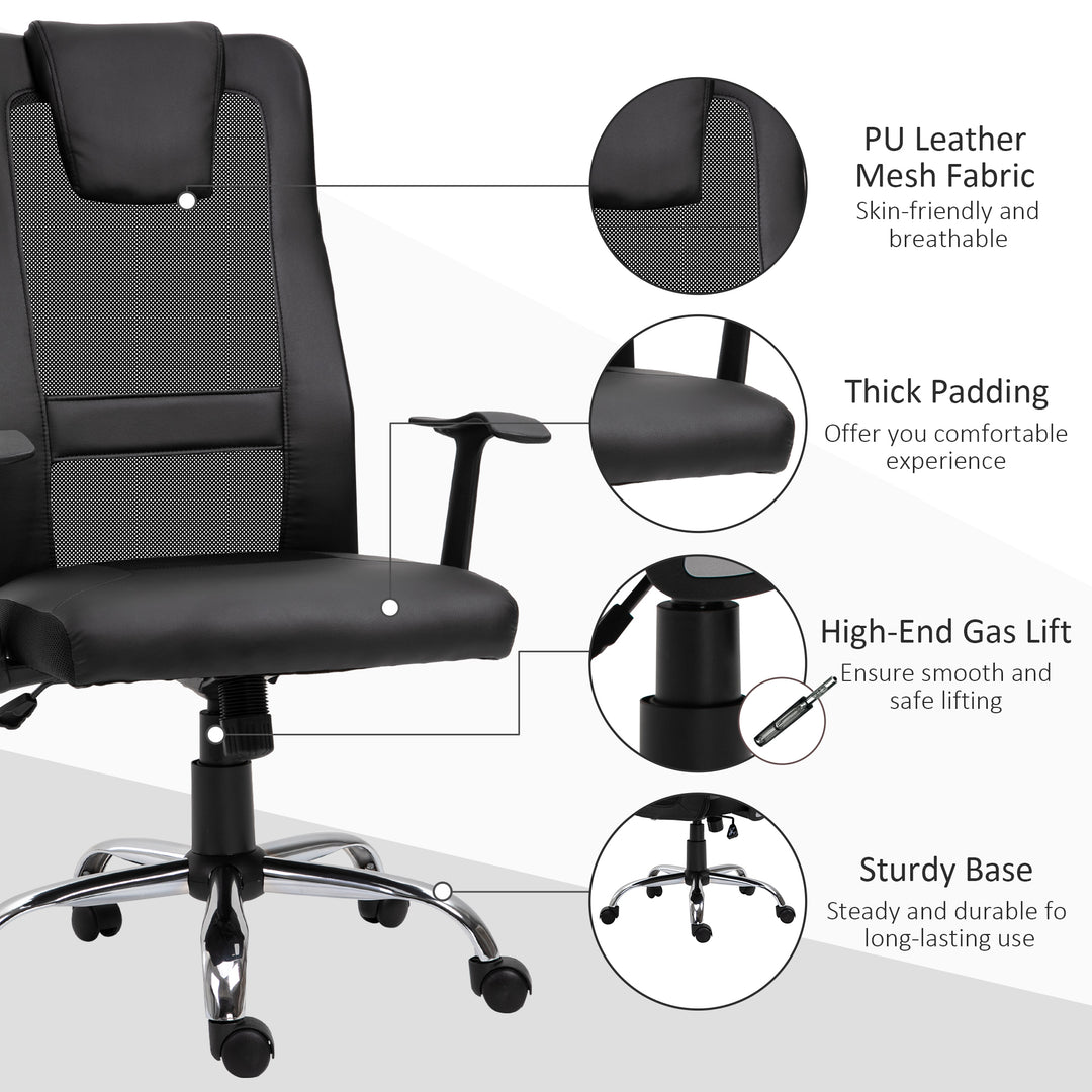 Vinsetto Ergonomic Office Chair with Thick Padded Headrest, Mesh Computer Desk Chair with Tilt Function, Armrest, Black