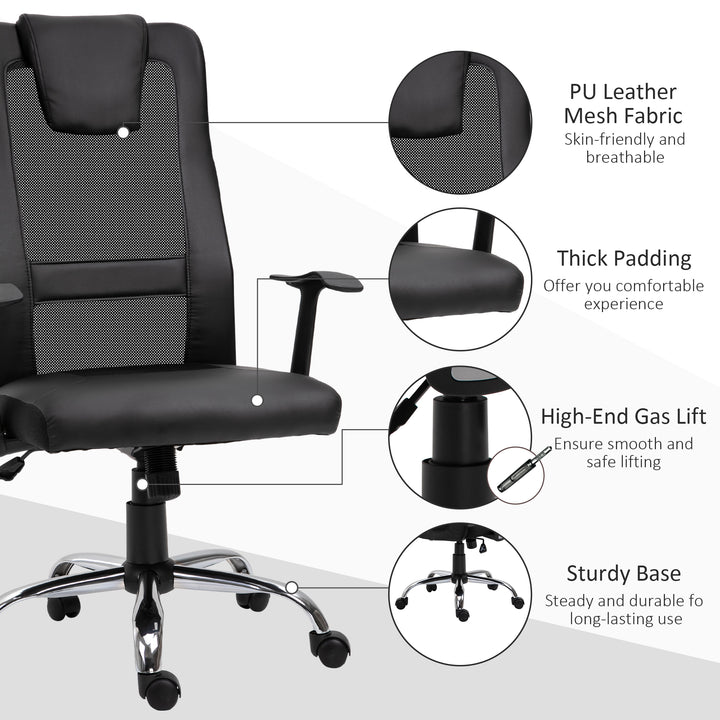 Vinsetto Ergonomic Office Chair with Thick Padded Headrest, Mesh Computer Desk Chair with Tilt Function, Armrest, Black