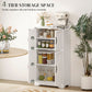 HOMCOM Farmhouse Kitchen Pantry, Freestanding Kitchen Pantry Storage Cabinet with Barn Doors and Adjustable Shelves, Grey