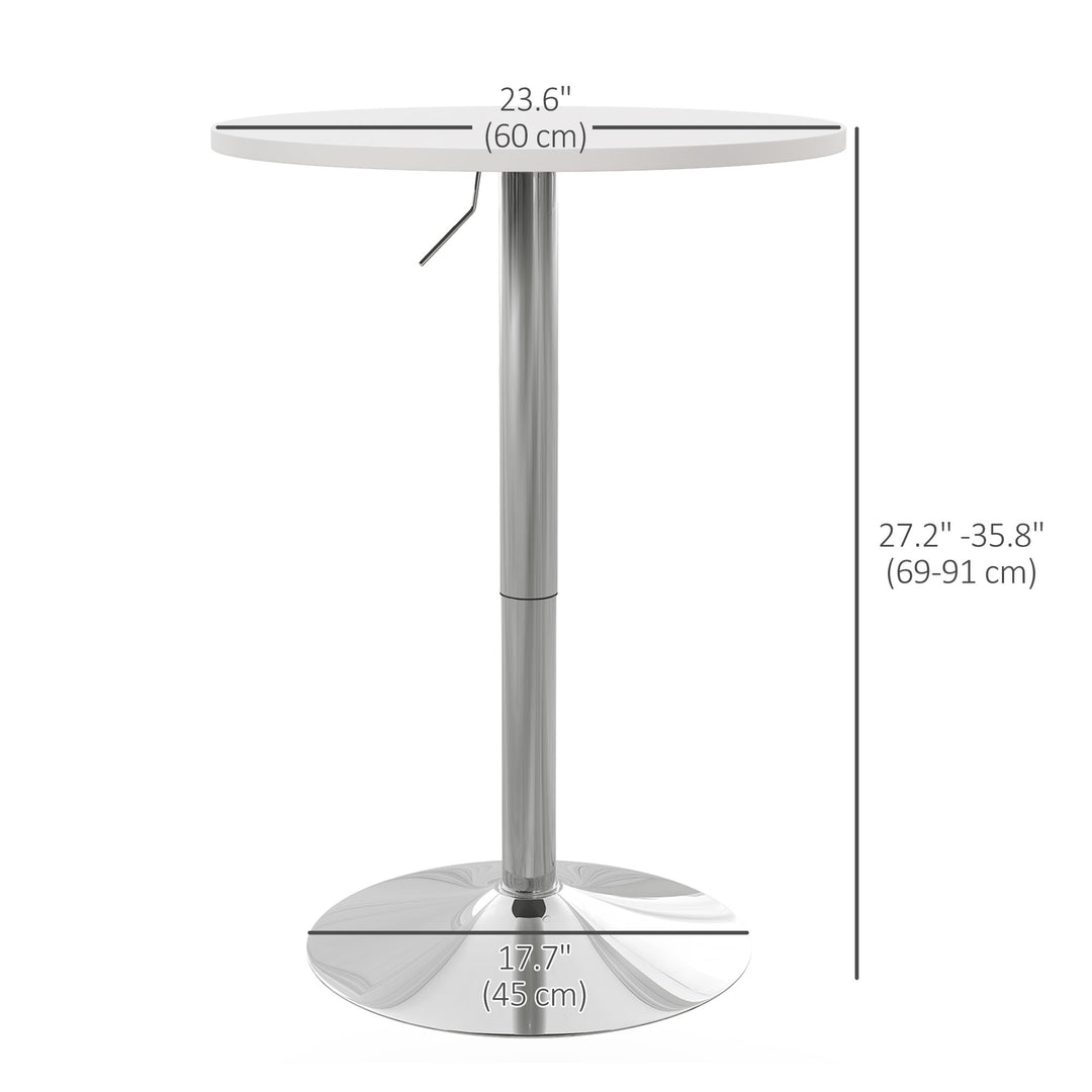 HOMCOM High Top Bar Table, Adjustable Round Kitchen Table with Swivel Top and Steel Base, Bistro Table for 2 People, White