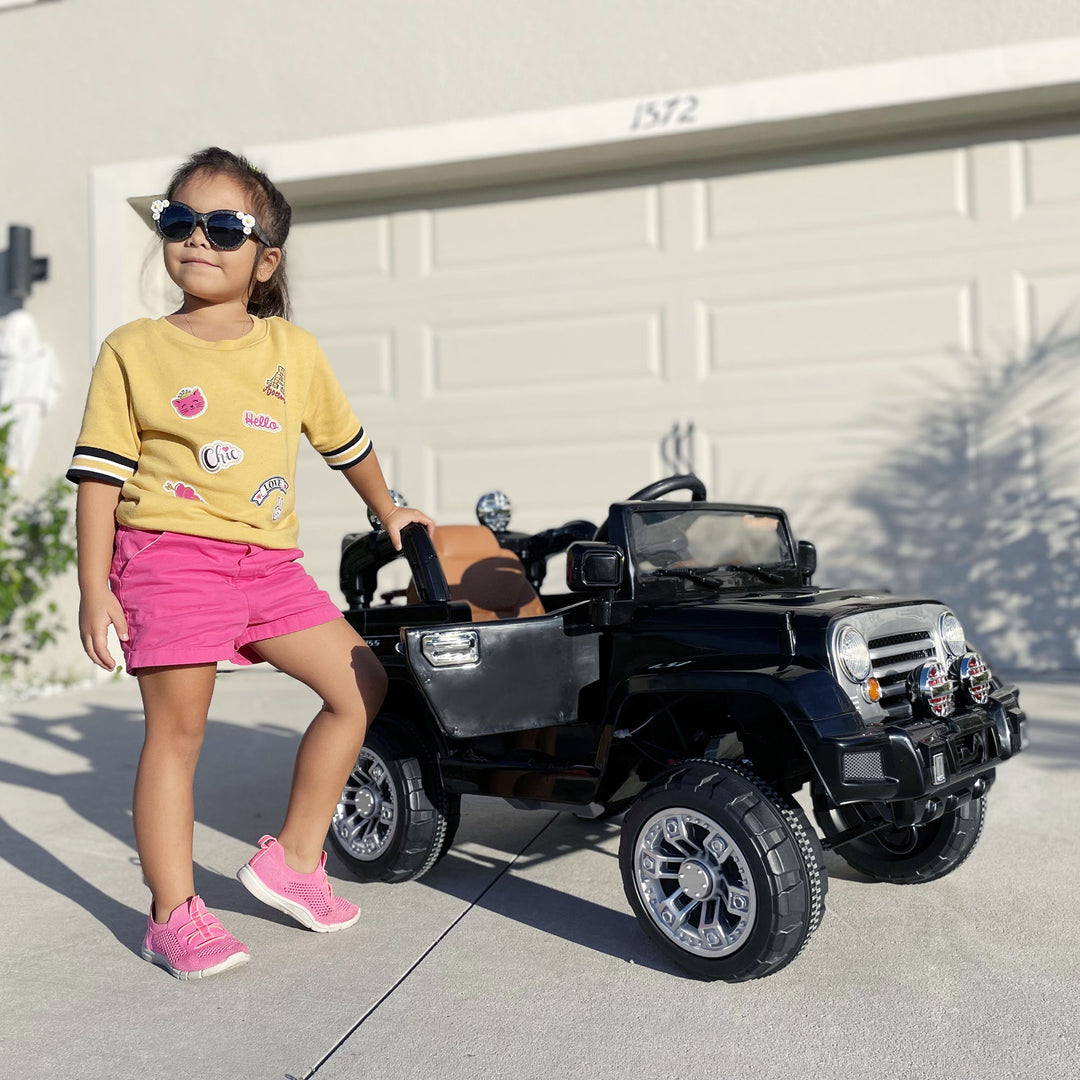 Aosom 12V Kids Electric Toy Car Jeep Power Wheels with Remote Control Black