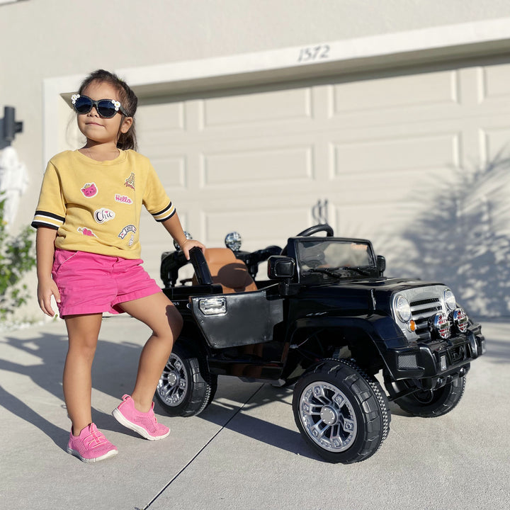 Aosom 12V Kids Electric Toy Car Jeep Power Wheels with Remote Control Black