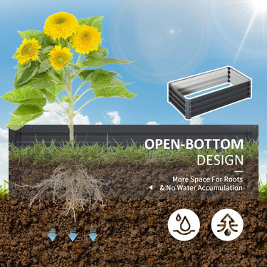 Outsunny Galvanized Raised Garden Bed, Outdoor Planter Box for Vegetables, Flowers, Herbs, 4' x 2' x 1', Grey