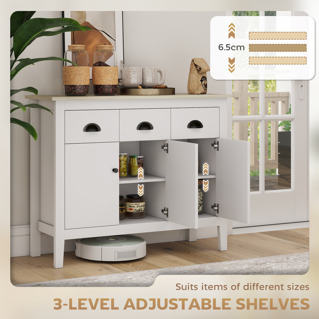 HOMCOM Sideboard Buffet Cabinet, 40" Kitchen Coffee Bar Cabinet with 3 Drawers and 2 Adjustable Shelves, White
