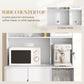HOMCOM Coffee Bar Cabinet, Kitchen Hutch with Wine Storage, Microwave Countertop, Drawer and Tempered Glass Doors, White