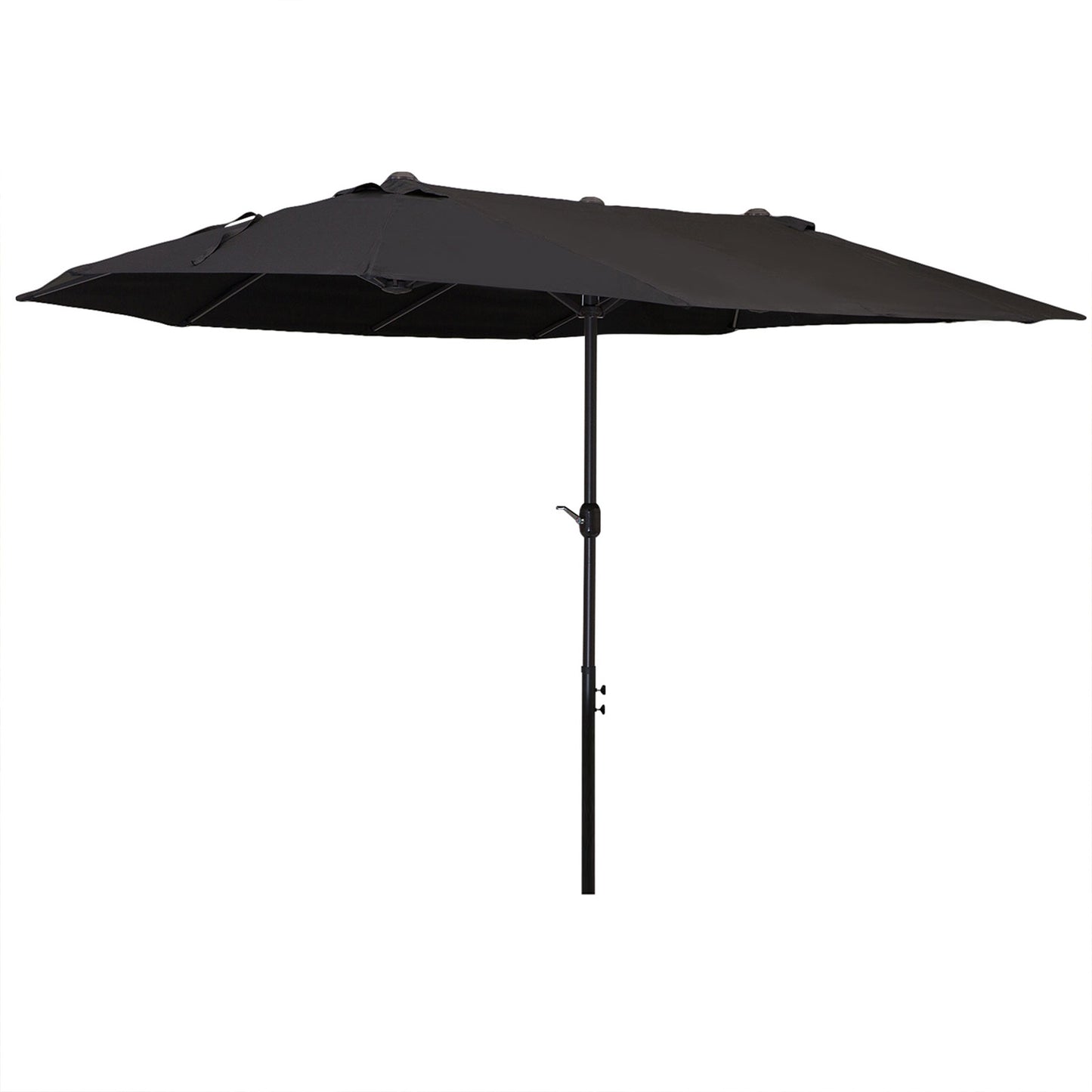 Outsunny 15ft Double-sided Patio Umbrella with Twin Canopy, Extra Large Outdoor Parasol with Crank for Pool, Deck, Market, Blue
