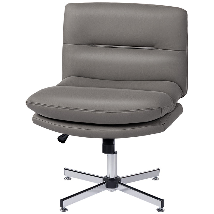 HOMCOM Armless Office Chair, Criss Cross Chair with Adjustable Height & Tilt Function for Home Office, Study, Light Grey