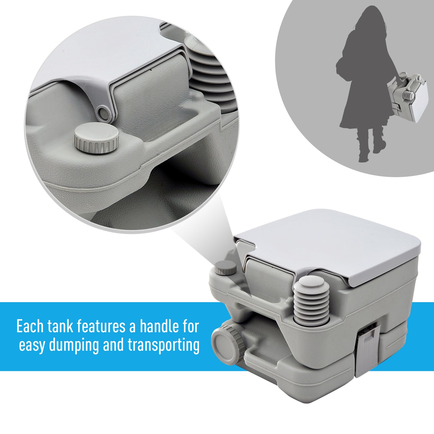 Outsunny Outdoor Portable Travel Toilet Flushable Tank for Camping Boating Roadtripping 2.6 Gallon (10L)