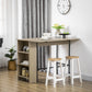 HOMCOM Counter Height Table with Drop Leaf, Extendable Bar Table with Adjustable Storage Shelf, Rustic Brown
