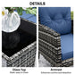 Outsunny 6 Piece Patio Furniture Set with Patio Chairs, Ottomans, Sofa, Glass Top Table and Cushions, Wicker Rattan Outdoor Furniture Set for Backyard, Porch, Grey