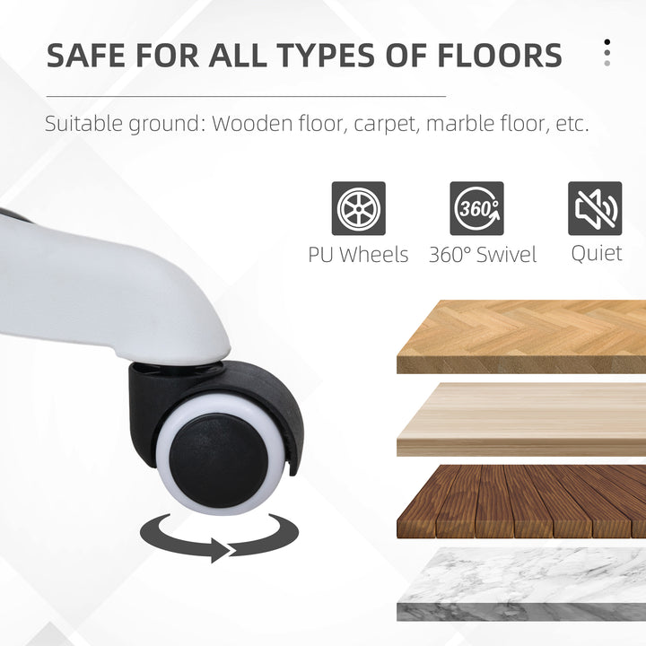 Vinsetto Armless Office Chair, Fluffy Computer Desk Chair with Adjustable Height, Swivel Wheels, Mid Back, White