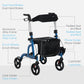 HOMCOM Rollator Walker for Seniors and Adults with 8'' Wheels, Padded Seat and Backrest,  Storage Bag Blue