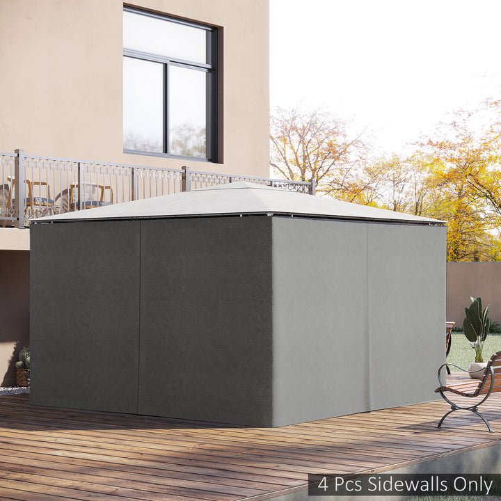 Outsunny 10' x 10' Universal Gazebo Sidewall Set with 4 Panels, Hooks/C-Rings Included for Pergolas & Cabanas, Beige