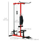 Soozier Lat Pull Down Machine, High / Low Pulley Machine with Adjustable Seat and Flip-Up Footplate, Red