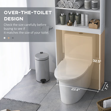 kleankin Modern Over The Toilet Storage, Bathroom Cabinets Over Toilet with Open Shelves and Double Door Cabinet, White