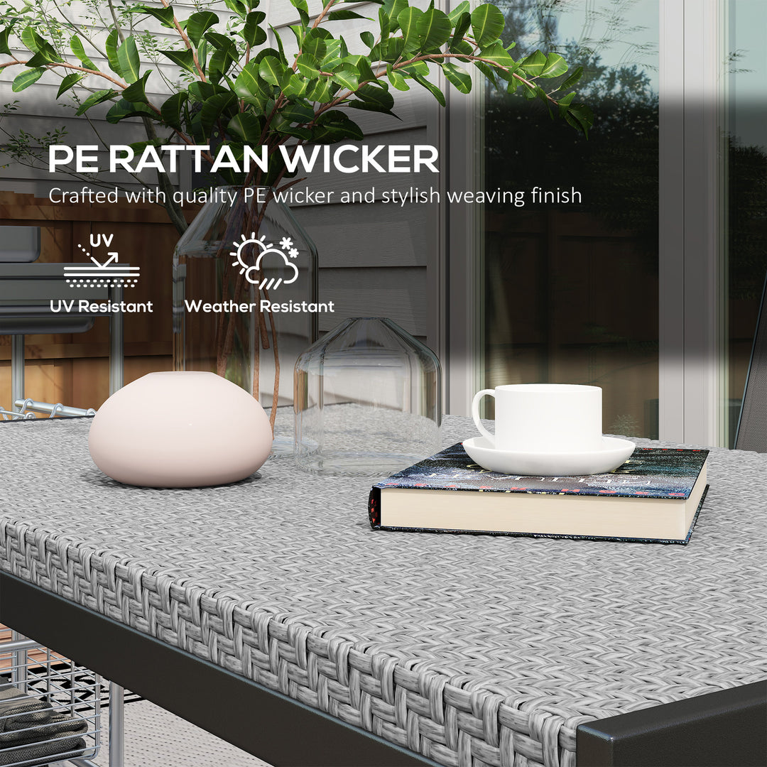 Outsunny Rectangular Outdoor Dining Table, 4-Seat Patio Table with PE Rattan Wicker Tabletop for Backyard and Lawn, Grey