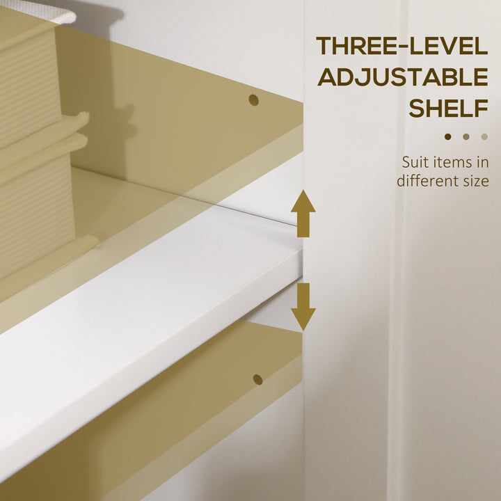 HOMCOM Sideboard, Buffet Cabinet with Doors and Adjustable Shelves for Living Room, Entryway, White and Natural