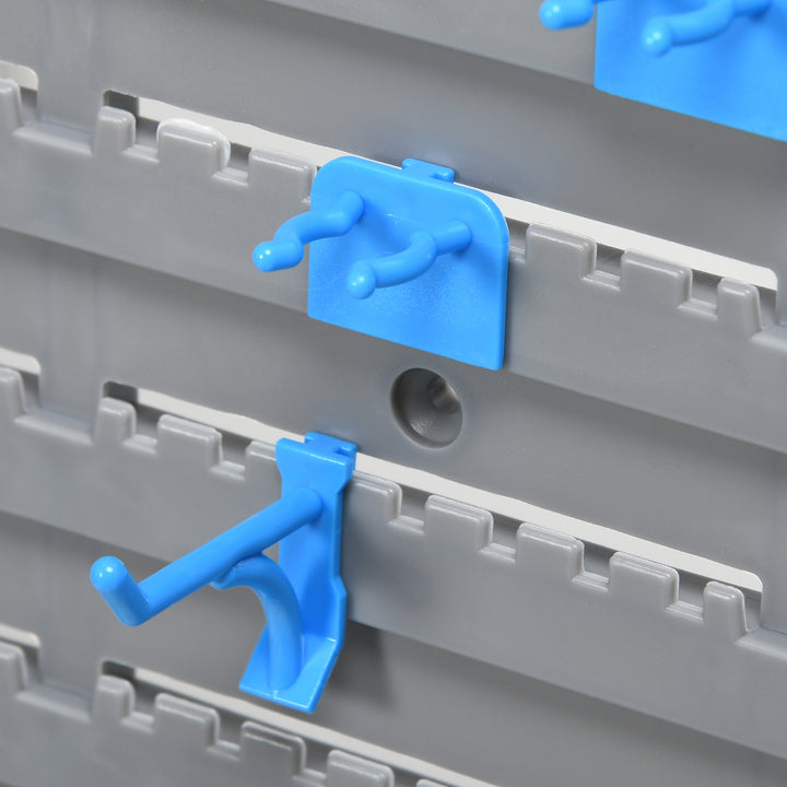 DURHAND 54 Piece Plastic Pegboard Panels, Peg Board with Accessories, Shelf Tool Organizer, Wall Mounted DIY Garage Storage with 50 Hooks, Red