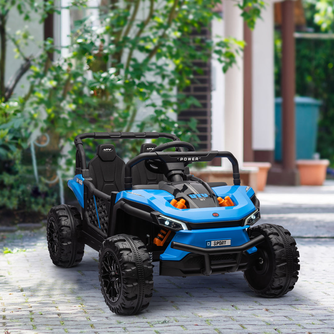 Qaba 12V Kids Ride On Car, Toy Truck with Remote Control, Spring Suspension, LED Headlights, 3 Speeds, Blue