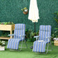Outsunny Set of 2 Garden Sun Lounger, Outdoor Reclining Seat Cushioned Seat, Foldable Adjustable Recliner, Grey and Blue