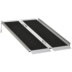 HOMCOM 4' Portable Wheelchair Ramp Aluminum Threshold Mobility Single-fold for Scooter with Carrying Handle