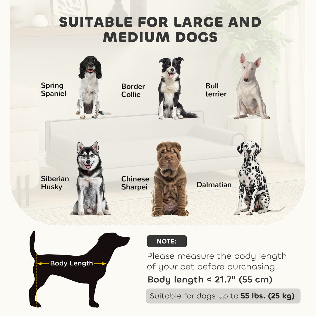 PawHut Elevated Dog Sofa Bed, Cat Couch with Cushion, Washable Cover, Wooden Legs, for Medium & Large Dogs, Dark Grey