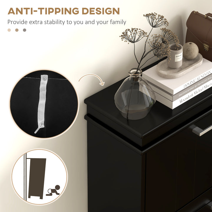 HOMCOM Slim Shoe Cabinet with 3 Flip Drawers and Adjustable Shelves, Narrow Shoe Cabinet for 15 Pairs of Shoes, White