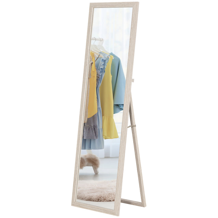 HOMCOM 64" x 21" Full Length Mirror, Standing, Wall-Mounted or Leaning Against Wall, for Bedroom, Living Room, Beige