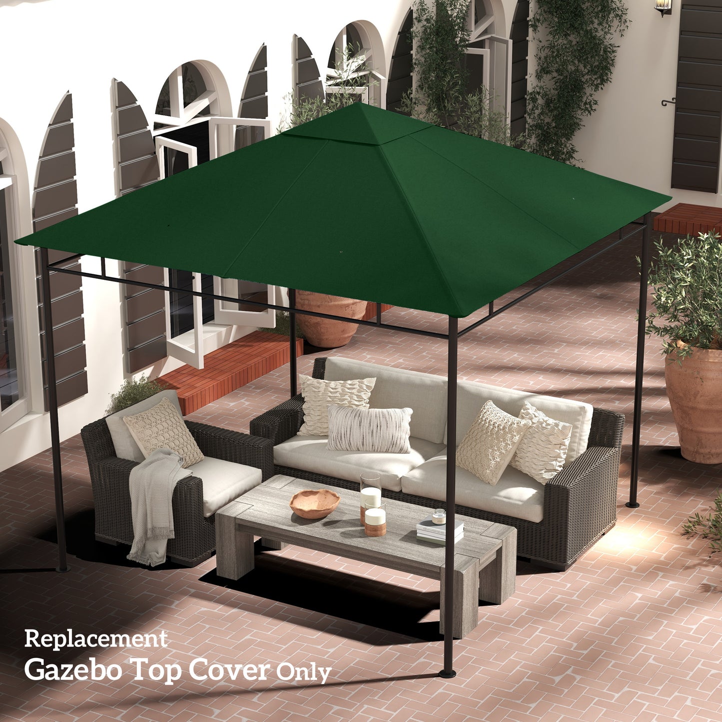 Outsunny 10' x 10' Square Gazebo Canopy Replacement UV Protected Top Cover Sun Shade Coffee