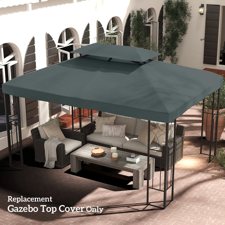 Outsunny 13' x 10' Gazebo Replacement Canopy 2 Tier Top UV Cover Pavilion Garden Patio Outdoor, Grey (TOP ONLY)