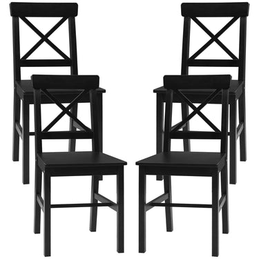HOMCOM Wooden Dining Chairs Set of 4, Kitchen Chairs with Cross Back, Solid Structure for Living Room and Dining Room, Black