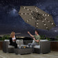Outsunny 8.8 ft Solar Powered Outdoor Patio Umbrella Round Market Table Umbrella with Adjustable LED Lights Tilt Crank Dark Grey