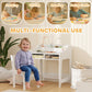 Qaba Kids Desk and Chair Set with Storage, Shelves for Bedroom, 3-8 Years Old, White