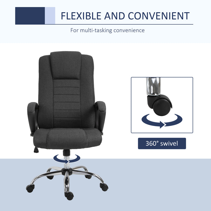 Vinsetto High Back Office Chair, Height Adjustable Computer Desk Chair with Swivel Wheels and Tilt Function, Charcoal Grey