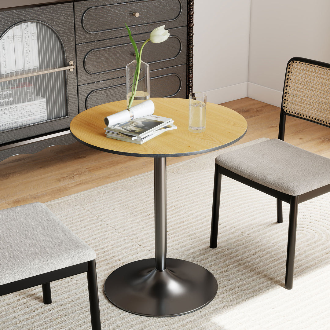 HOMCOM 27.6" Round Kitchen Table for 2, Modern Small Dining Table with Wood Veneer, Steel Base for Dining Room, Natural