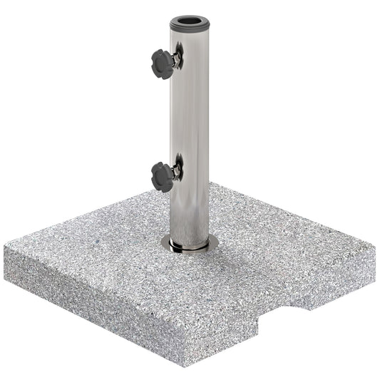 Outsunny Square Patio Umbrella Base, Outdoor Umbrella Stand with Handles 2 Adjustable Knobs, Heavy Duty Patio Umbrella Stand for Garden Deck Poolside, Grey