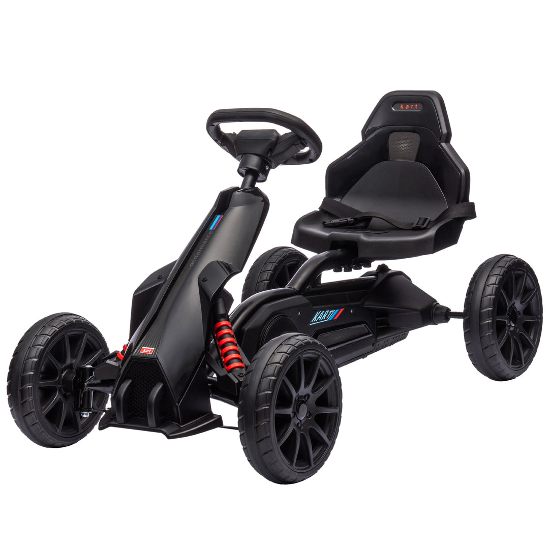 Aosom Pedal Go Kart with Adjustable Seat, Forward, Backward, Handbrake, Shock Absorption for 3-8 Years, Black