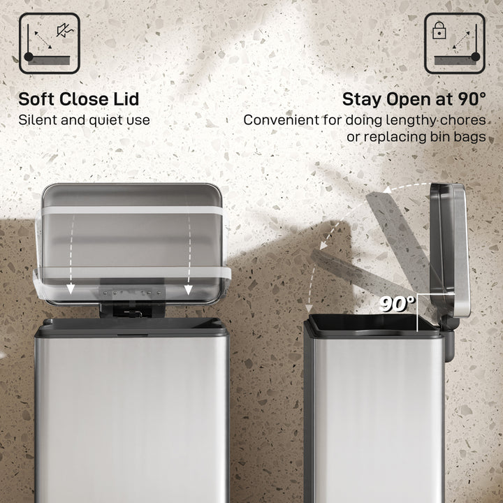 HOMCOM 5.3 Gallon/20 L Garbage Bin with Soft Close Lid, Trash Can with Removable Inner Bucket for Kitchen, Office, Cream White