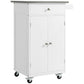 HOMCOM Kitchen Cart, Small Kitchen Island, Stainless Steel Top Utility Trolley on Wheels with Storage Drawer for Dining Room, Kitchen (White)