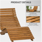 Outsunny Wooden Outdoor Lounge Chair, Curved Design Sun Lounger, Patio Lounge Chair for Garden, Backyard, Teak