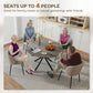 HOMCOM 47" Round Kitchen Table for 4, Industrial Dining Table with Steel Legs for Dining Room, Grey Wood Grain and Black