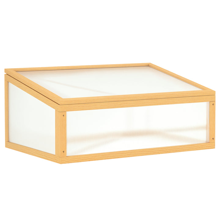 Outsunny Wooden Cold Frame Greenhouse Garden Portable Raised Planter with Openable Top for Indoor, Outdoor, Flowers, Vegetables, Plants, 35.5"x23.5"x15.75", Light Brown