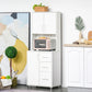 HOMCOM Modern Kitchen Cupboard with Storage Cabinet Hutch, 2 Cabinets, 3 Drawers and Open Countertop, White