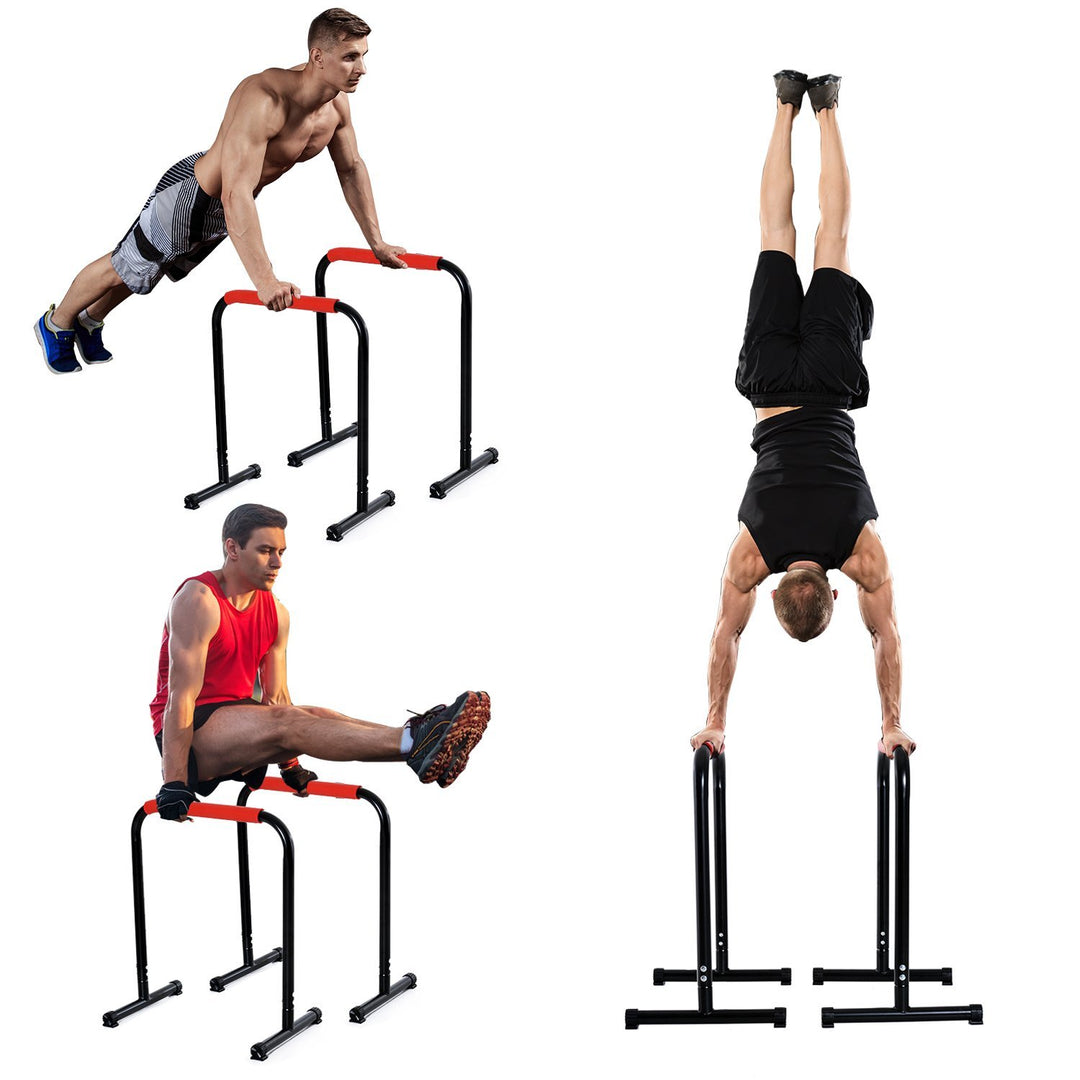 Soozier Set of 2 Dip Bar, Dip Station Push Up Station for Full Body Strength Training Home Gym Black