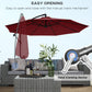 Outsunny 10ft Offset Patio Umbrella with Base, Garden Hanging Parasol with Crank, Banana Cantilever Umbrella Sun Shade, Green