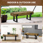 HOMCOM Outdoor Bench, Garden Bench with Metal Legs, Rustic Wood Effect Concrete, Indoor or Outdoor Use for Patio, Park, Porch and Lawn, Natural and Black