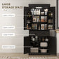 HOMCOM 71" Kitchen Pantry Cabinet with LED Lights, 6 Spice Racks, a Drawer and 4 Adjustable Shelves, White