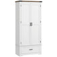 HOMCOM 69" Tall Farmhouse Kitchen Pantry Cabinet with 2 Doors, Drawer and Adjustable Shelves, Black Wood Grain